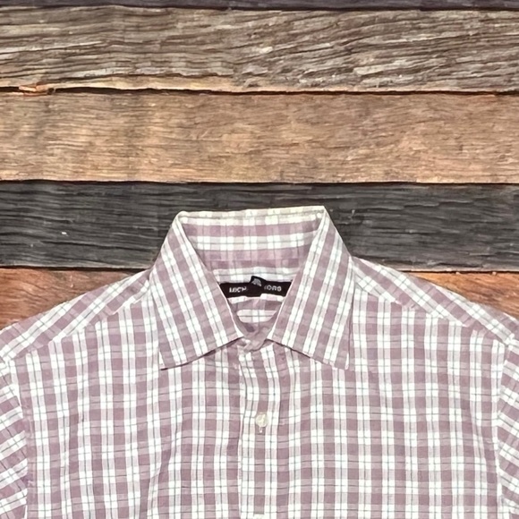 Michael Kors Plaid Long Sleeve Button Down Mens Dress Work Shirt - Picture 3 of 6